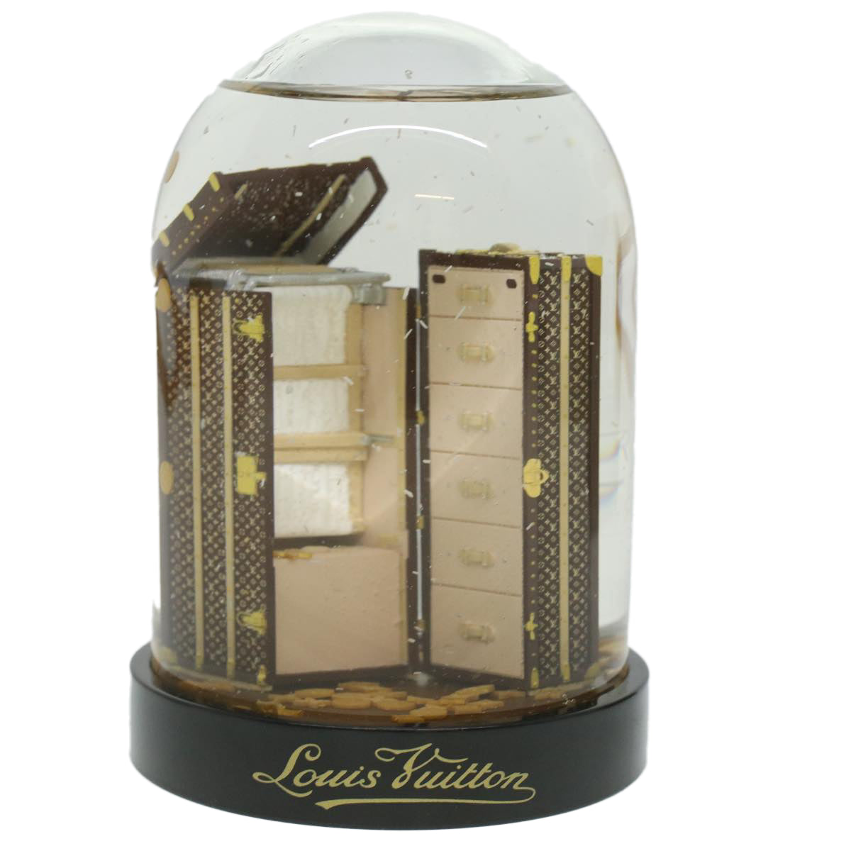 LOUIS VUITTON Wardrobe Trunk Snow Globe 2009 limited year Clear LV Auth 37516