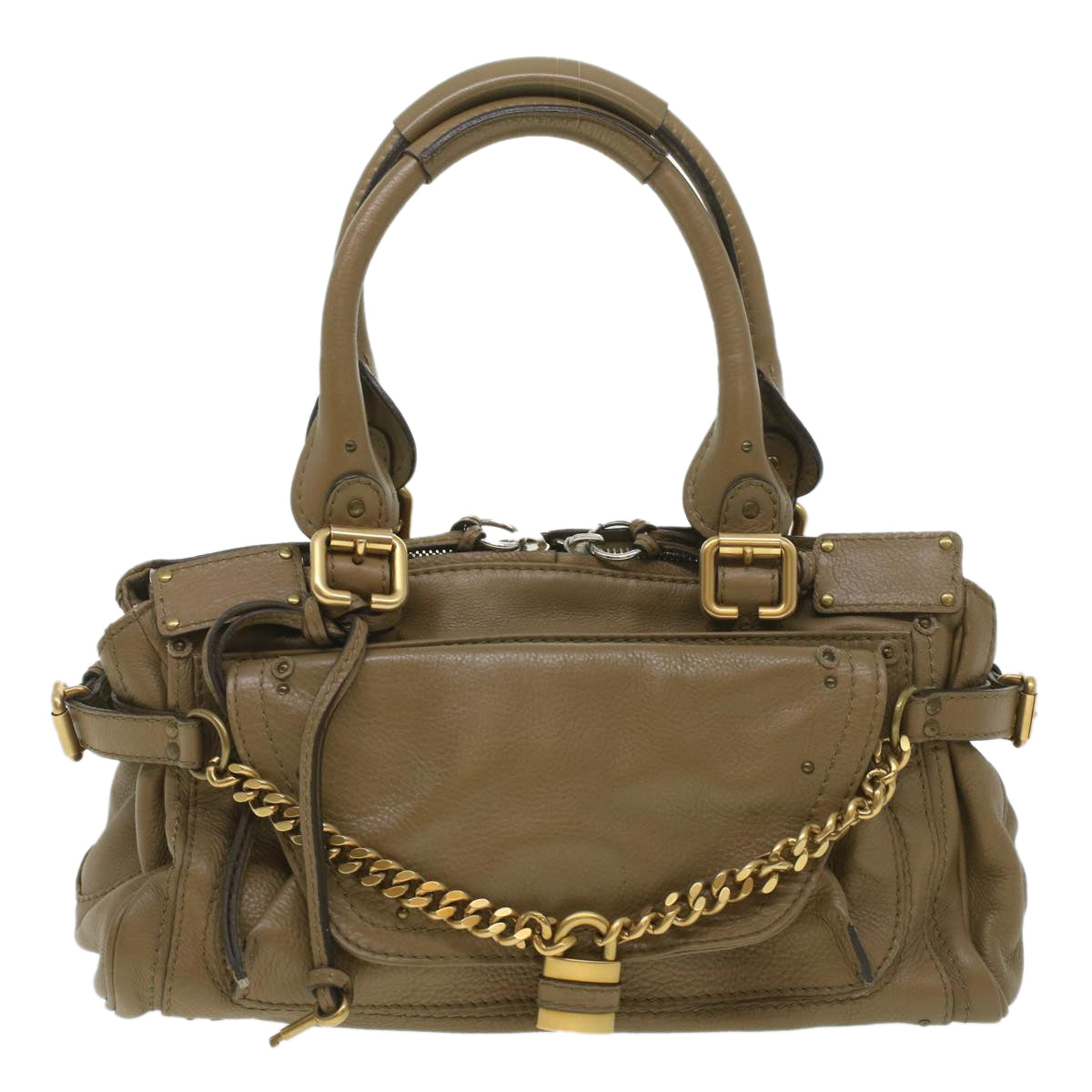 Chloe Hand Bag Leather Gray Auth 37541