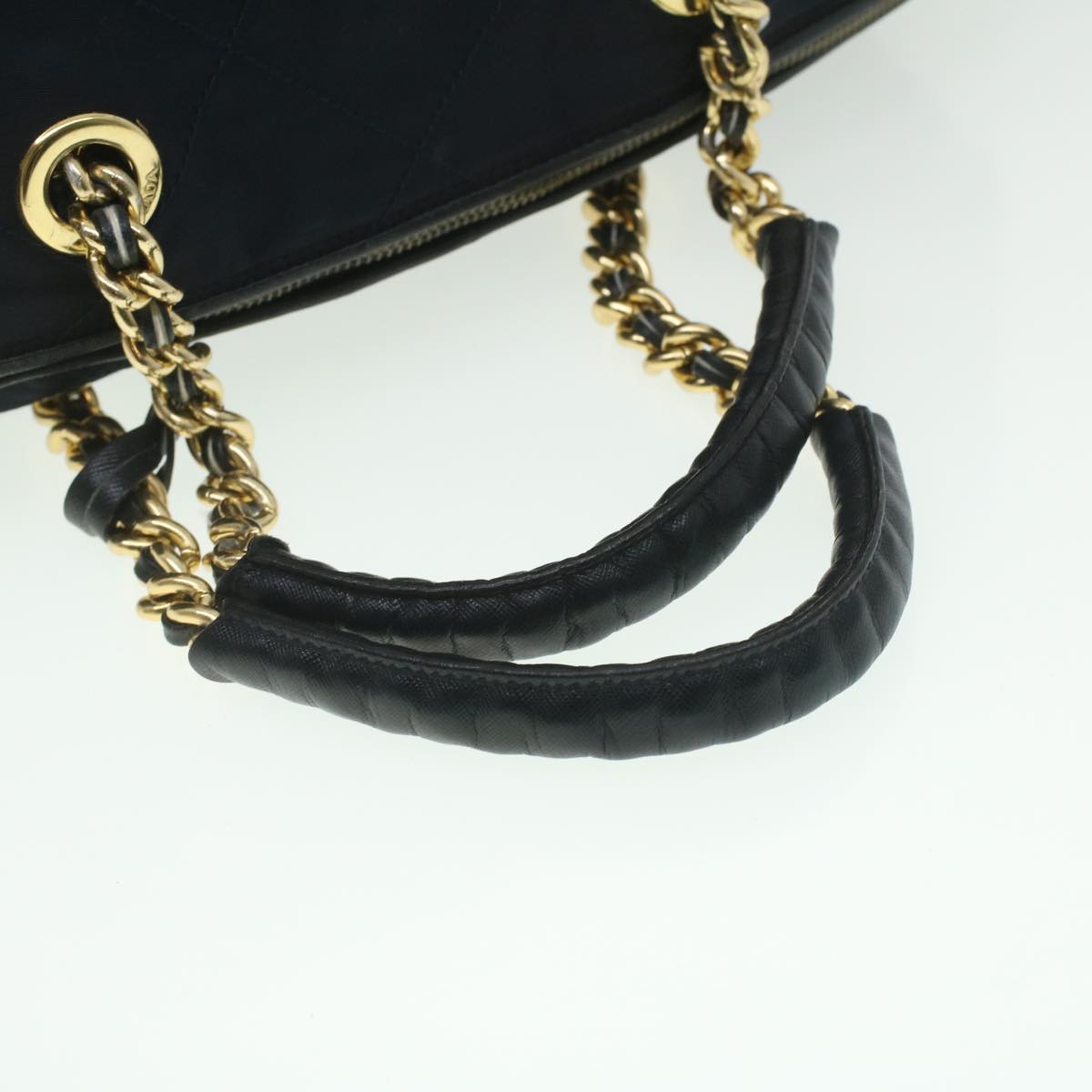 PRADA Chain Hand Bag Nylon Navy Auth 37556