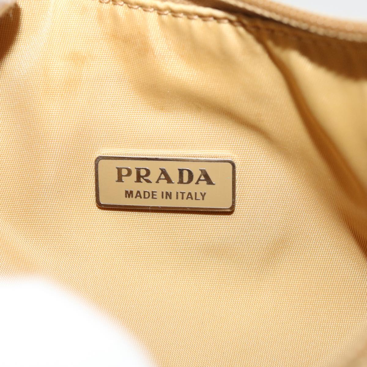 PRADA Hand Bag Nylon Beige Auth 37557
