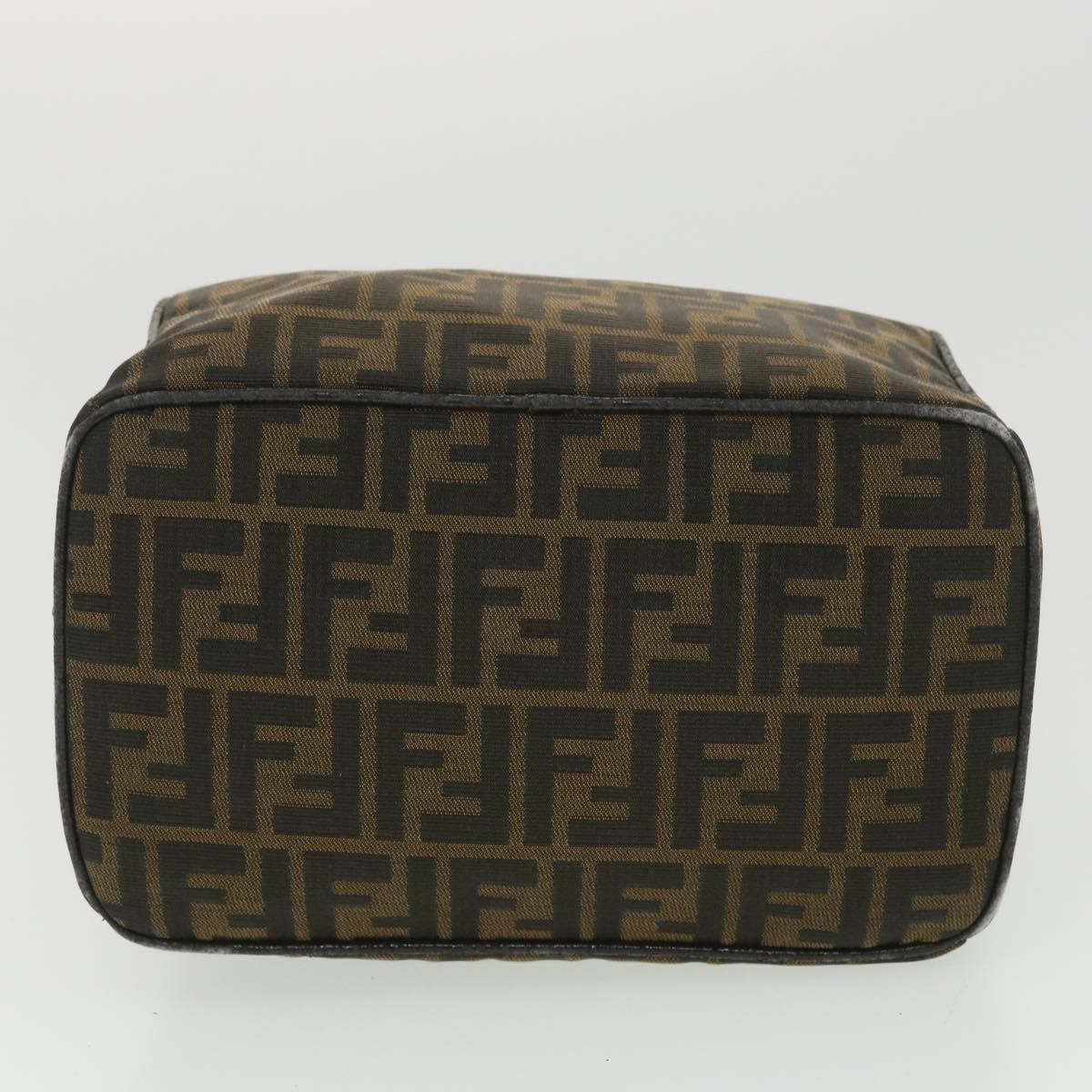 FENDI Zucca Canvas Vanity Cosmetic Pouch Black Brown Auth 37617