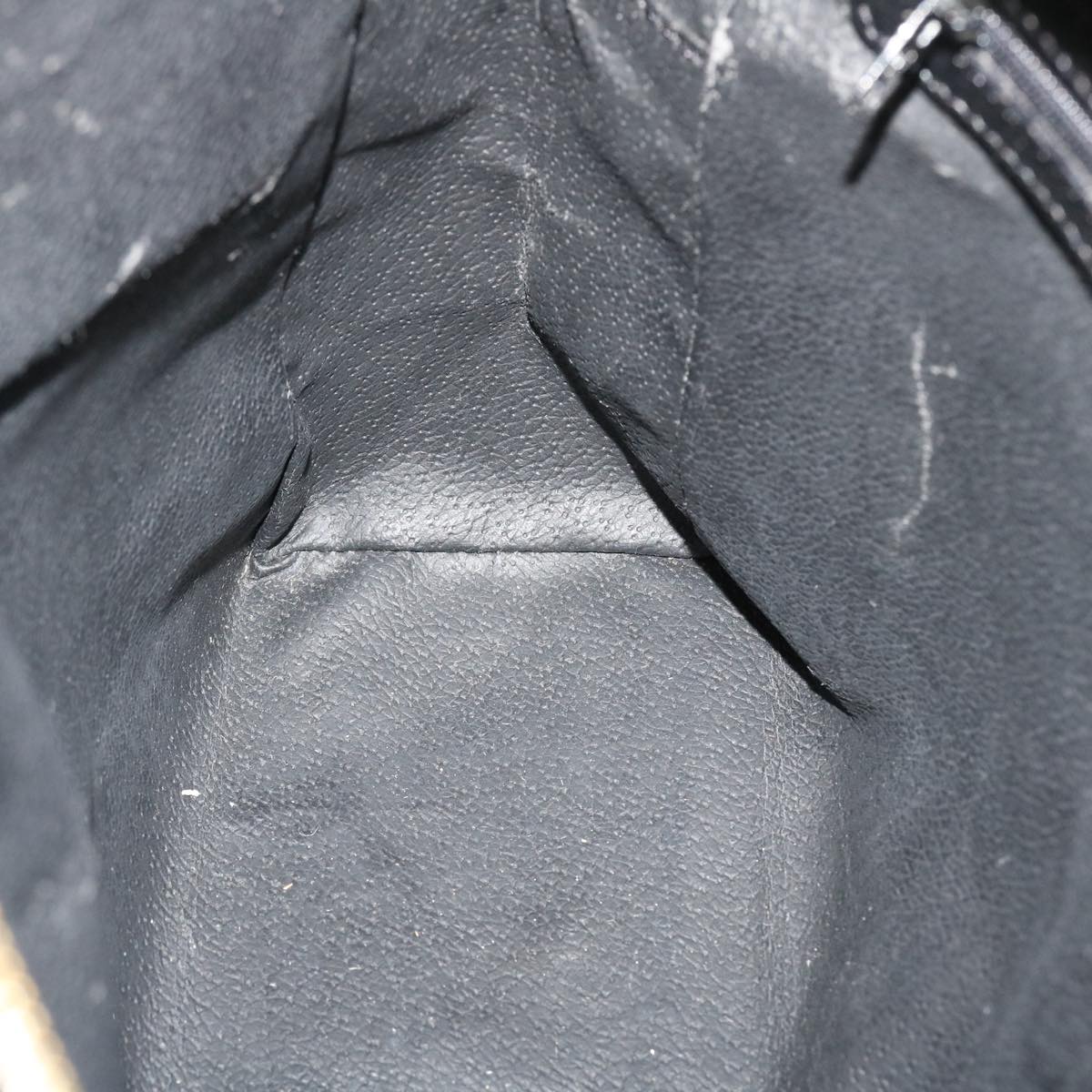 CELINE Macadam Canvas Hand Bag PVC Leather Black Auth 37689
