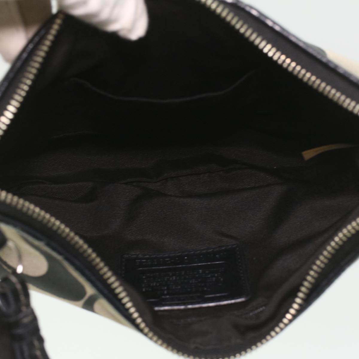 Coach Signature Shoulder Bag Canvas nylon 3Set Beige Black Auth 37704