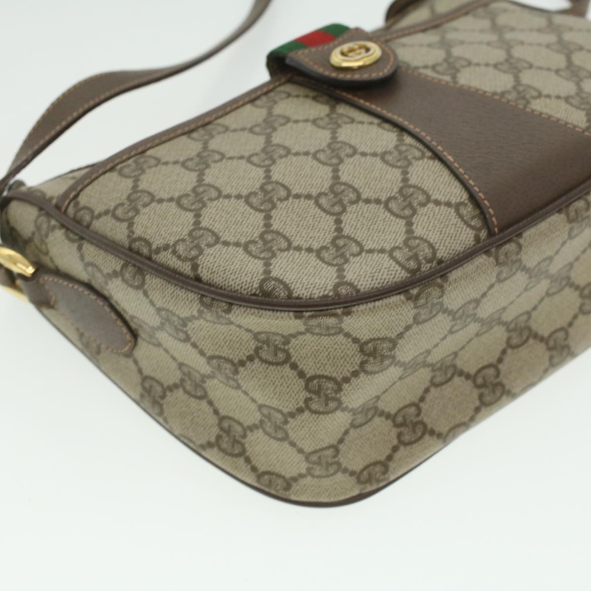 GUCCI GG Canvas Web Sherry Line Shoulder Bag Beige Red 89.02.032 Auth 37708