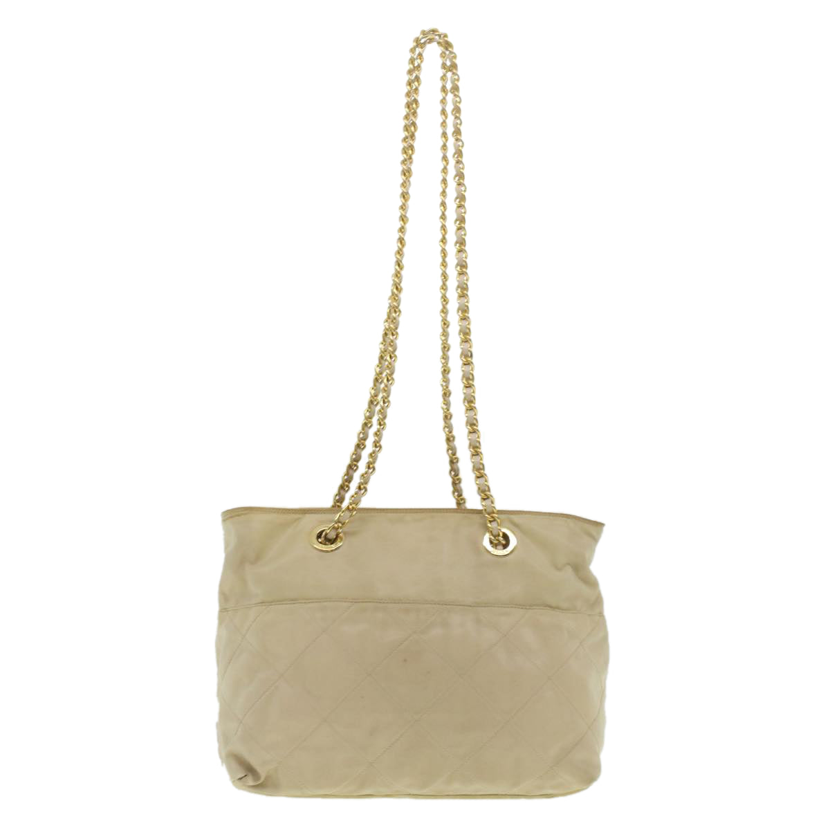 PRADA Chain Shoulder Bag Nylon Beige Auth 37714 - 0