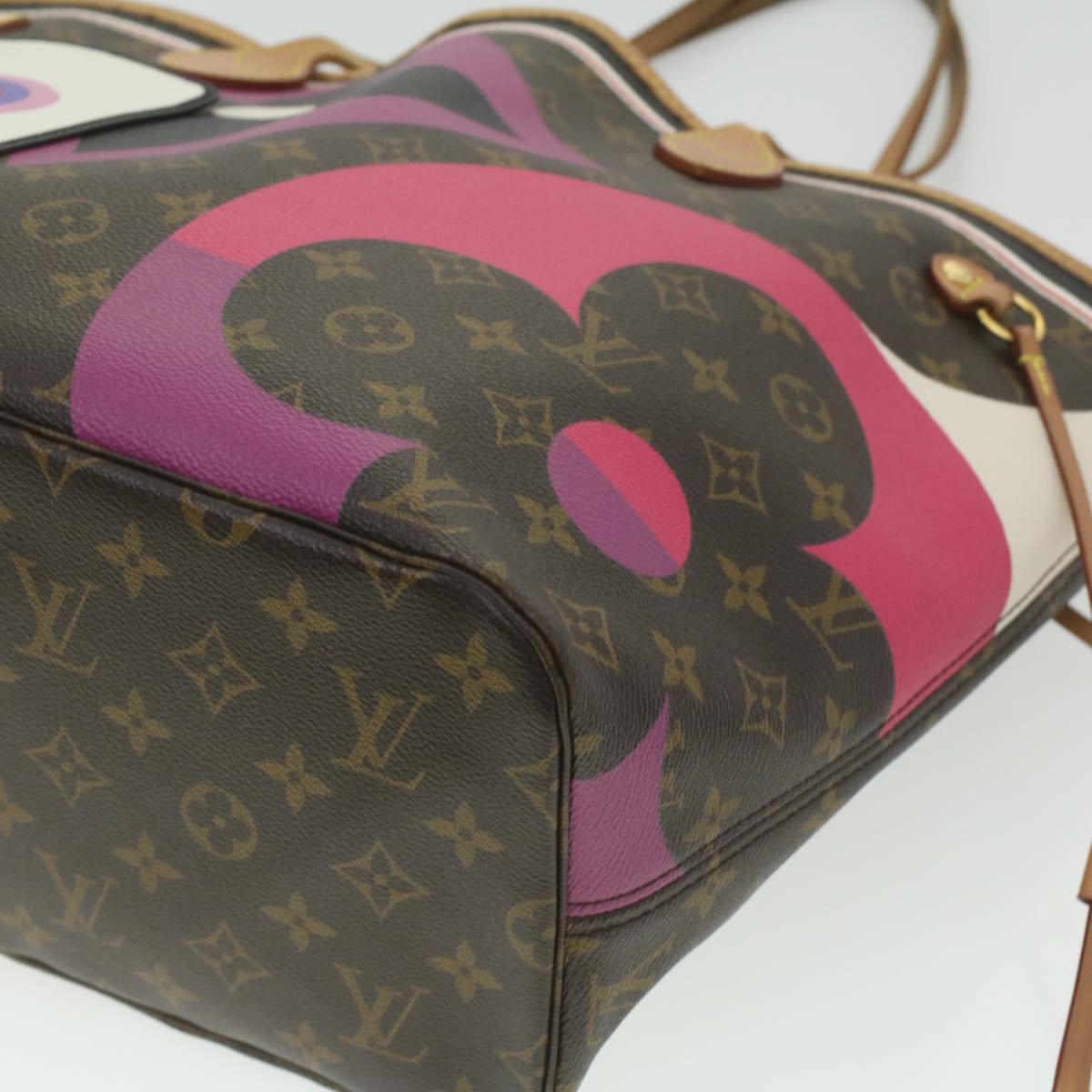 LOUIS VUITTON monogram game on Neverfull MM Tote Bag M57452 LV Auth 37723