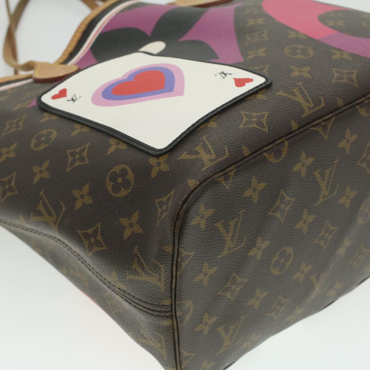 LOUIS VUITTON monogram game on Neverfull MM Tote Bag M57452 LV Auth 37723