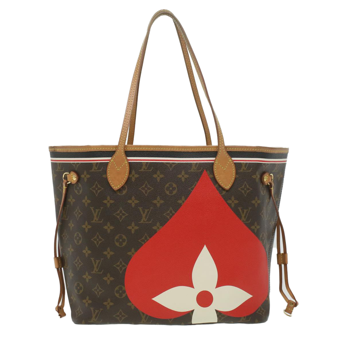 LOUIS VUITTON monogram game on Neverfull MM Tote Bag M57452 LV Auth 37723