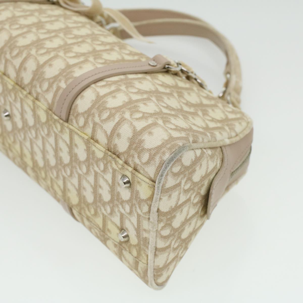 Christian Dior trotter romantic Flower Shoulder Bag Beige 03-BO-1025 Auth 37747