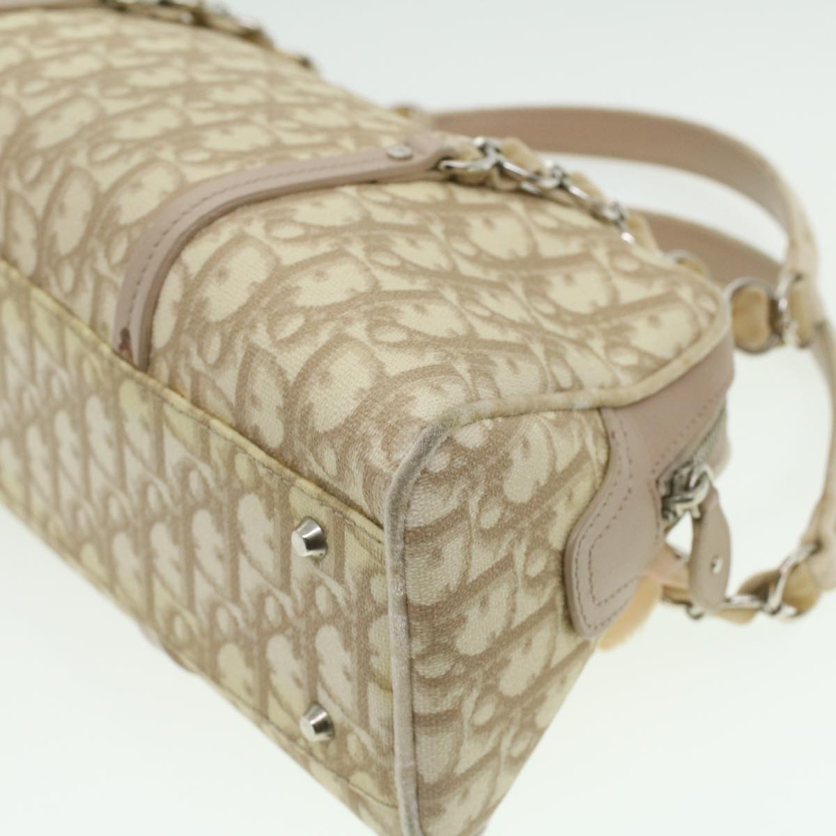 Christian Dior trotter romantic Flower Shoulder Bag Beige 03-BO-1025 Auth 37747