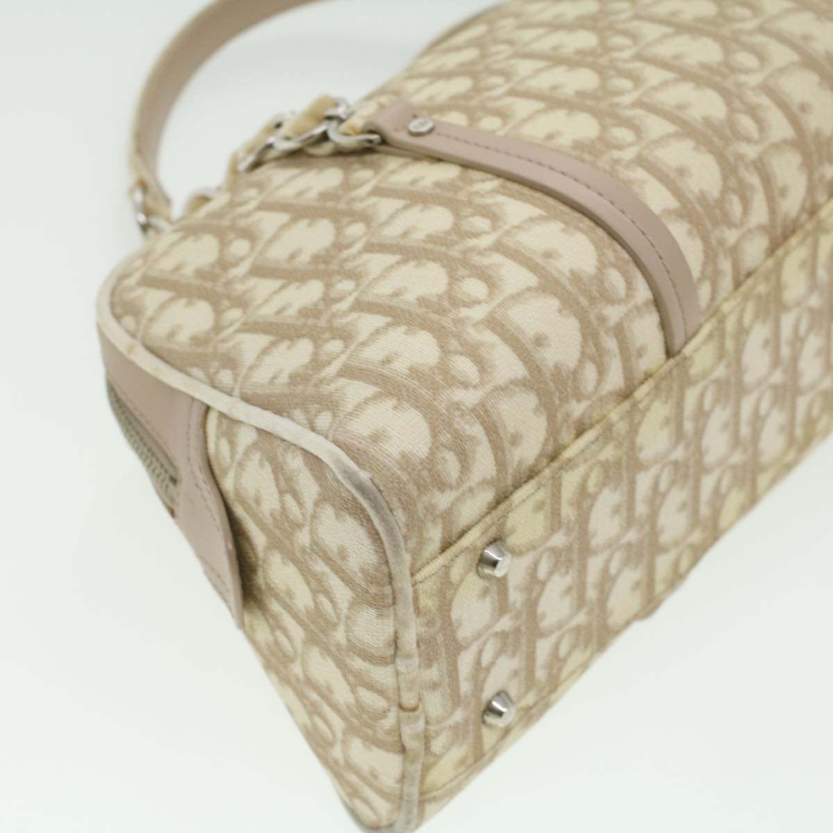 Christian Dior trotter romantic Flower Shoulder Bag Beige 03-BO-1025 Auth 37747