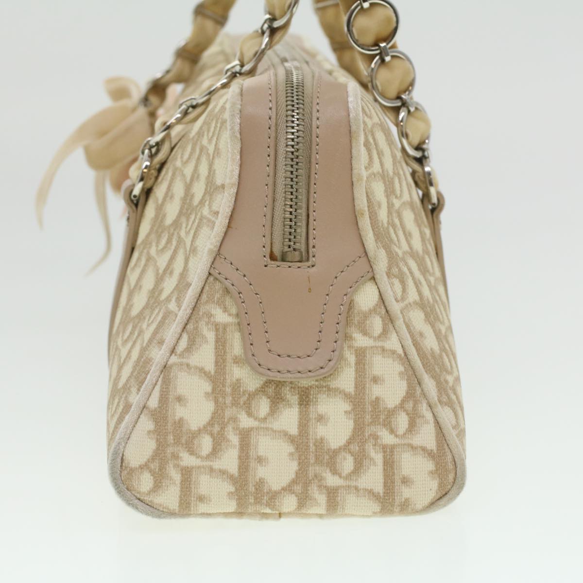 Christian Dior trotter romantic Flower Shoulder Bag Beige 03-BO-1025 Auth 37747