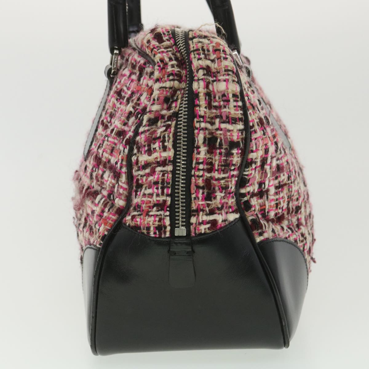 PRADA Shoulder Bag Wool Leather Multicolor Auth 37751