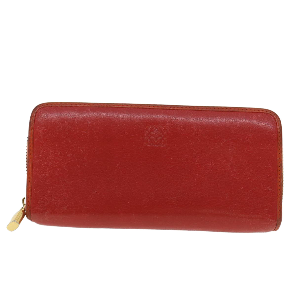 LOEWE Long Wallet Leather Red Auth 37768