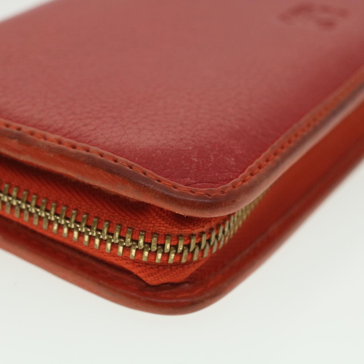 LOEWE Long Wallet Leather Red Auth 37768