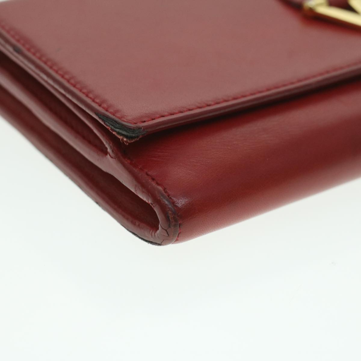SAINT LAURENT Long Wallet Leather Red Auth 37772