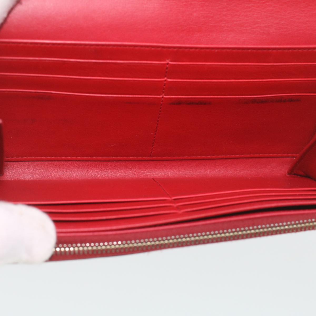 SAINT LAURENT Long Wallet Leather Red Auth 37772