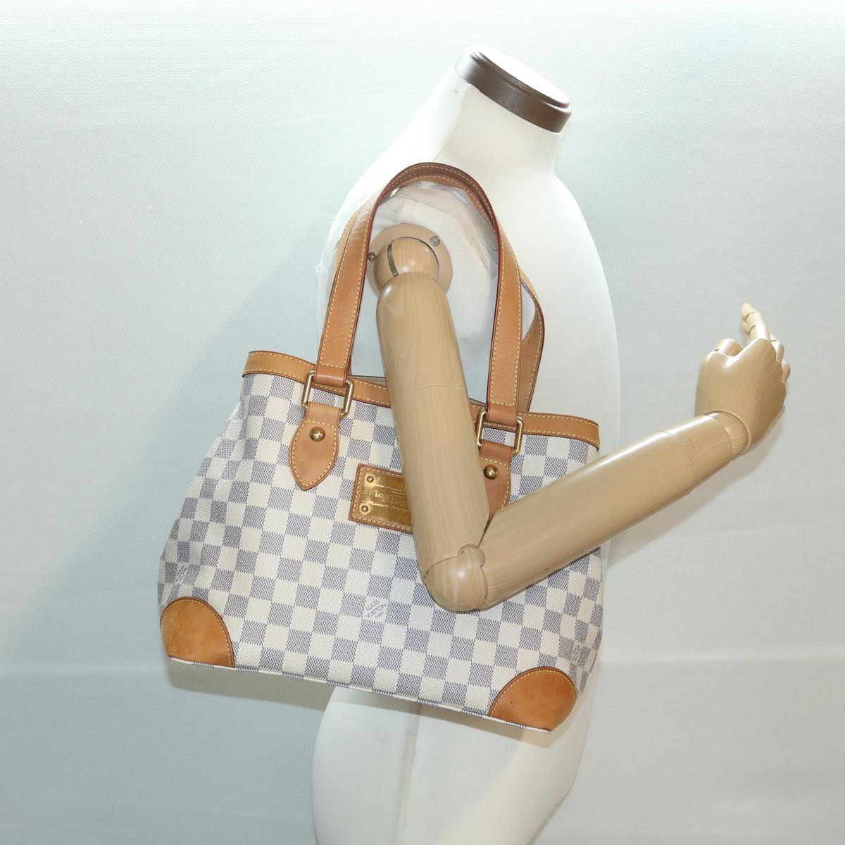 LOUIS VUITTON Damier Azur Hampstead PM Tote Bag N51207 LV Auth 37778