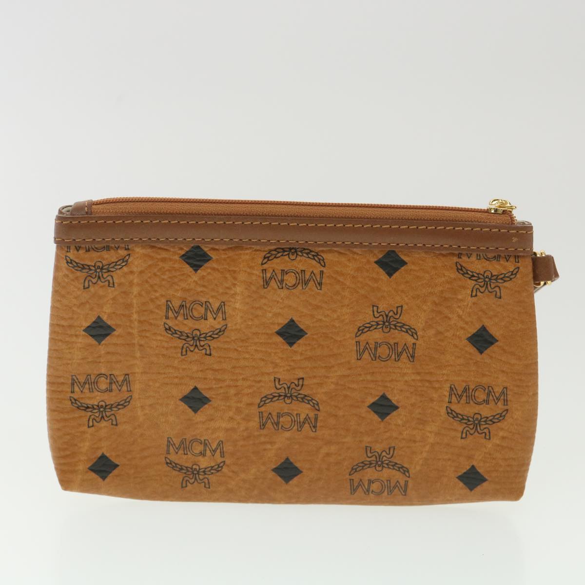 MCM Vicetos Logogram Tote Bag PVC Leather Orange Brown Auth 37781