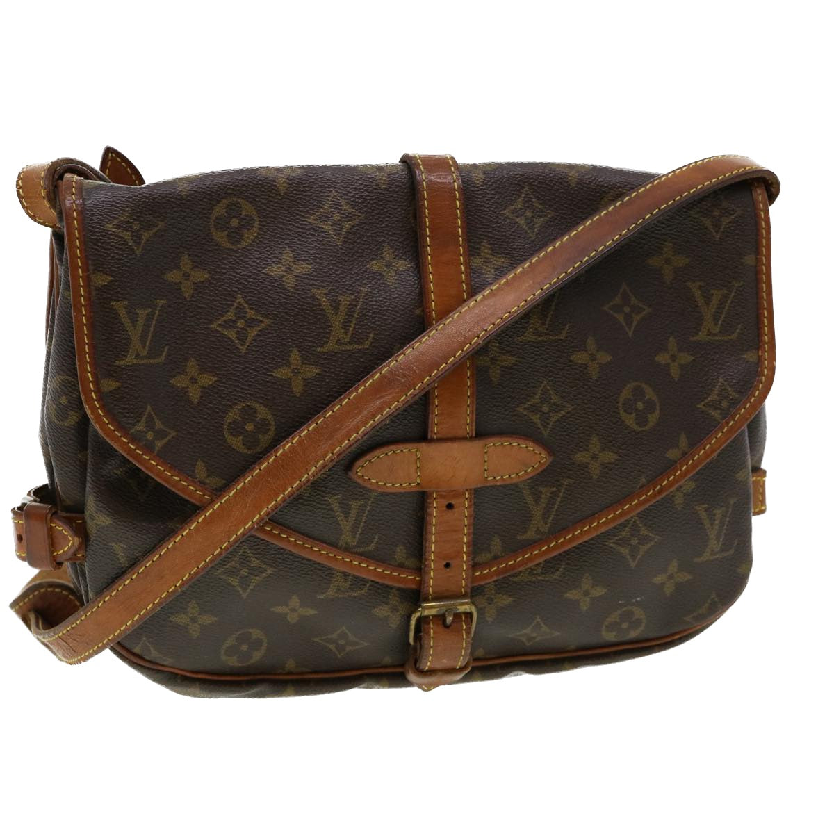 LOUIS VUITTON Monogram Saumur 30 Shoulder Bag M42256 LV Auth 37795