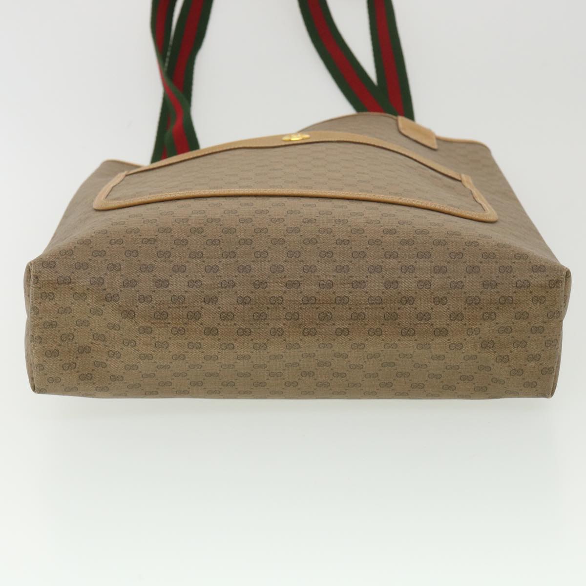 GUCCI Micro GG Canvas Web Sherry Line Shoulder Bag Beige Red 40.02. Auth 37808