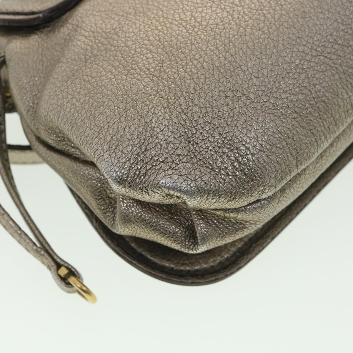 Salvatore Ferragamo Shoulder Bag Leather Silver Auth 37846