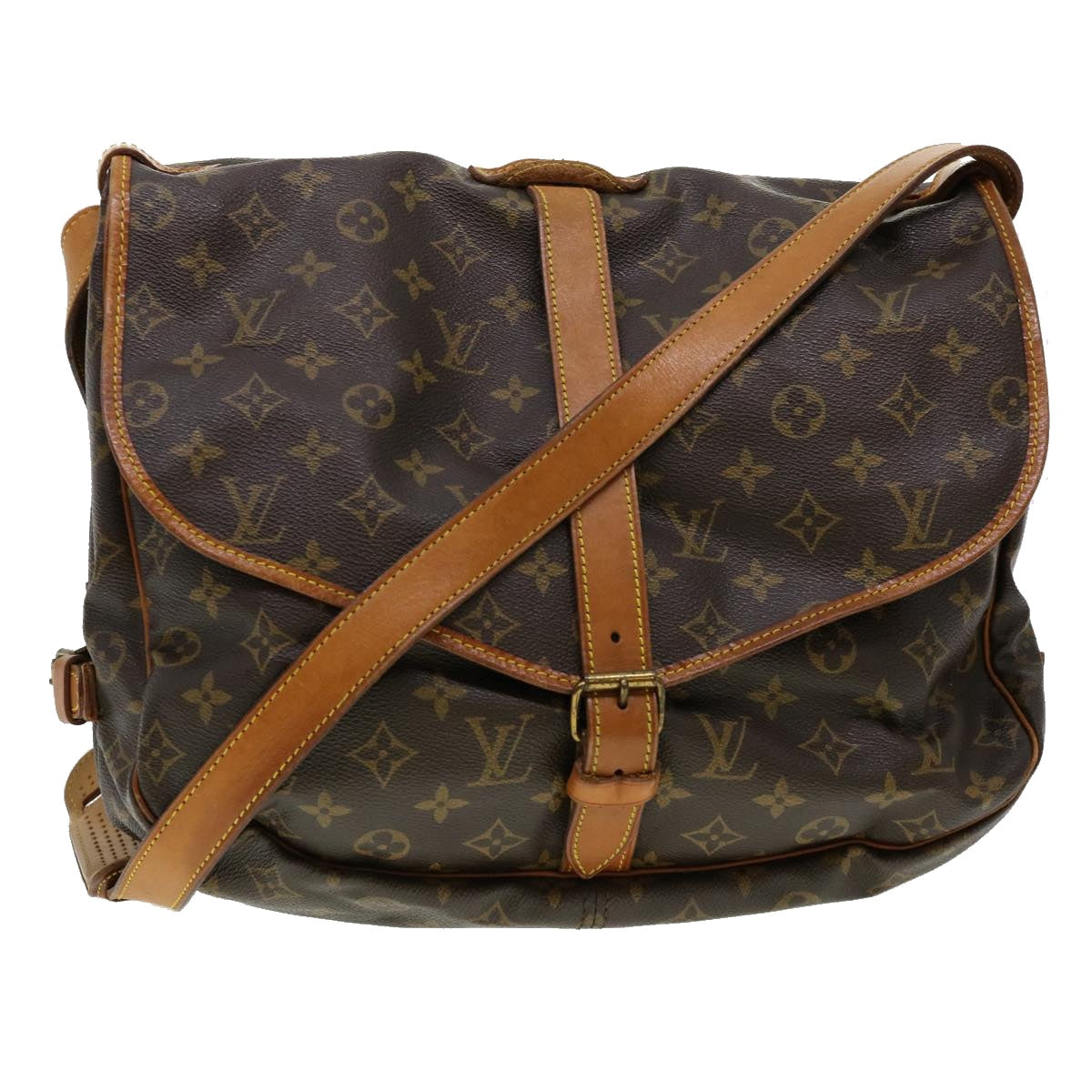 LOUIS VUITTON Monogram Saumur 35 Shoulder Bag M42254 LV Auth 37857