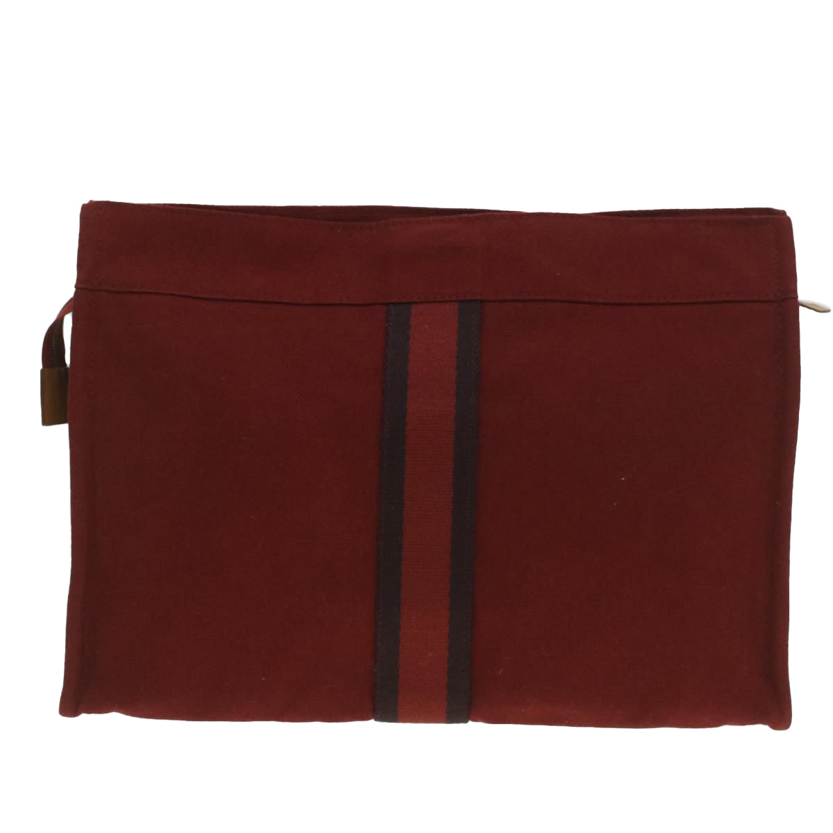 HERMES Fourre Tout Clutch Bag Canvas Red Navy Auth 37863 - 0