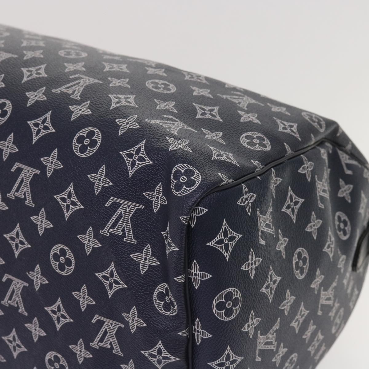 LOUIS VUITTON Monogram Ink Keepall Bandouliere 50 Bag Navy M43684 LV Auth 37879A