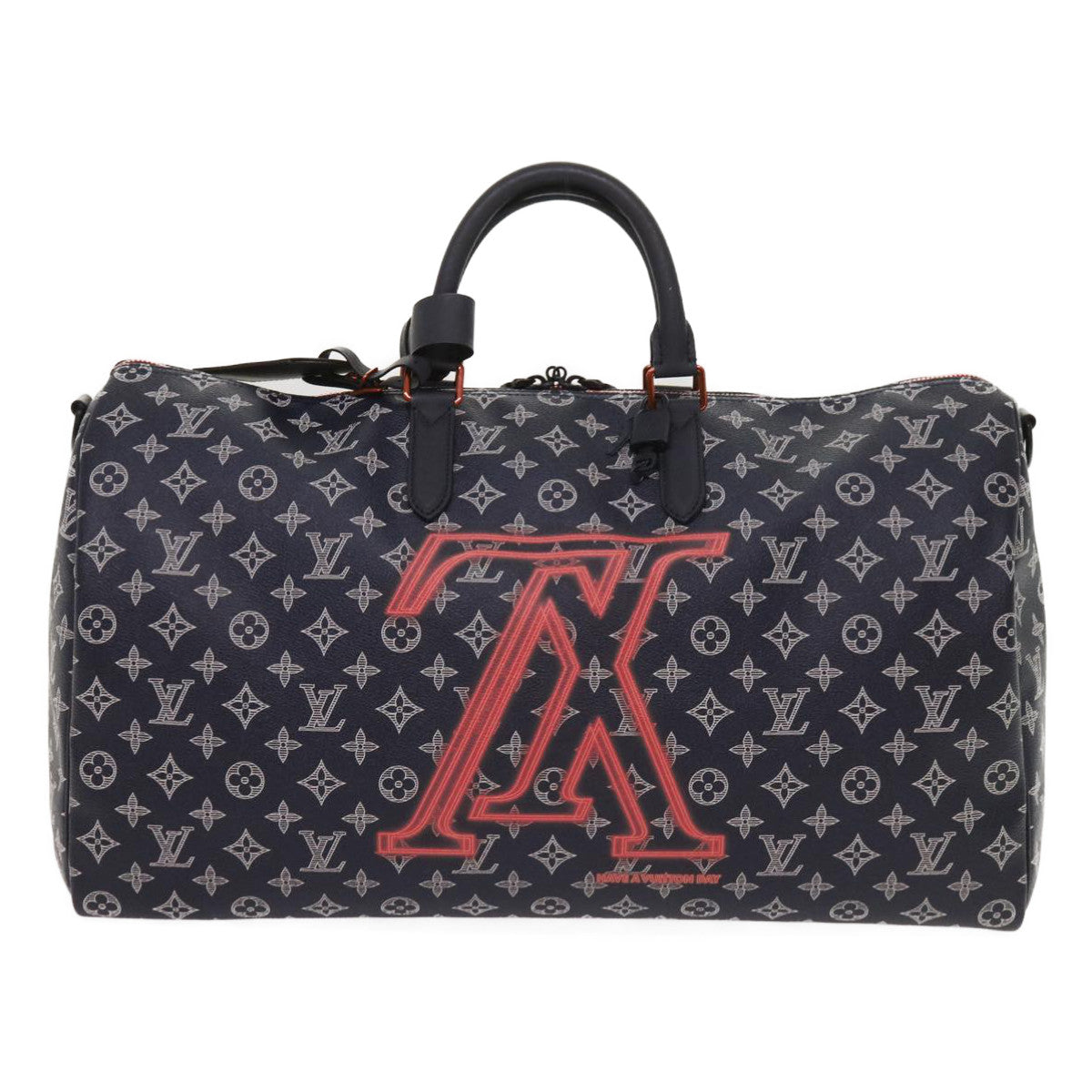 LOUIS VUITTON Monogram Ink Keepall Bandouliere 50 Bag Navy M43684 LV Auth 37879A - 0