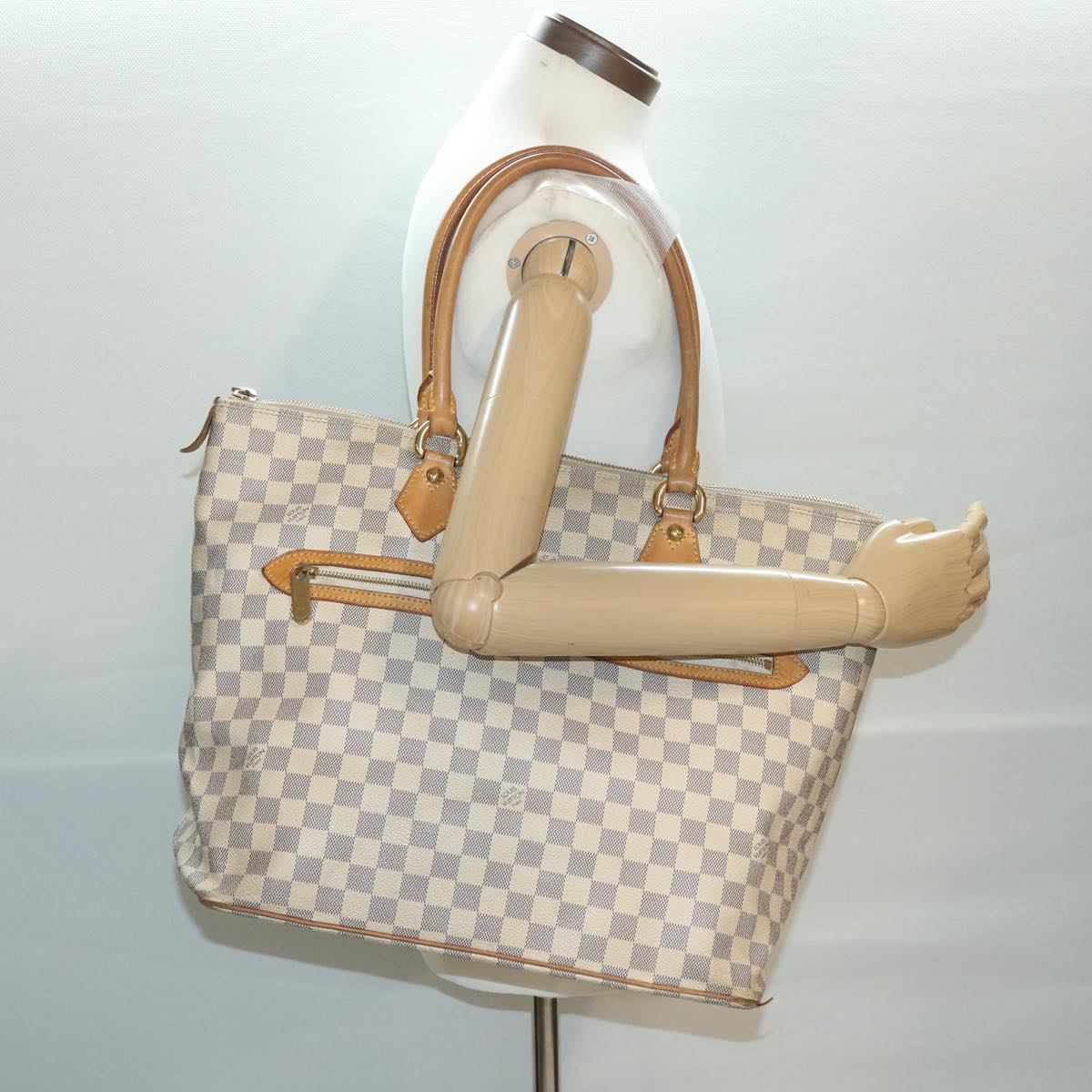 LOUIS VUITTON Damier Azur Saleya GM Tote Bag N51184 LV Auth 37885