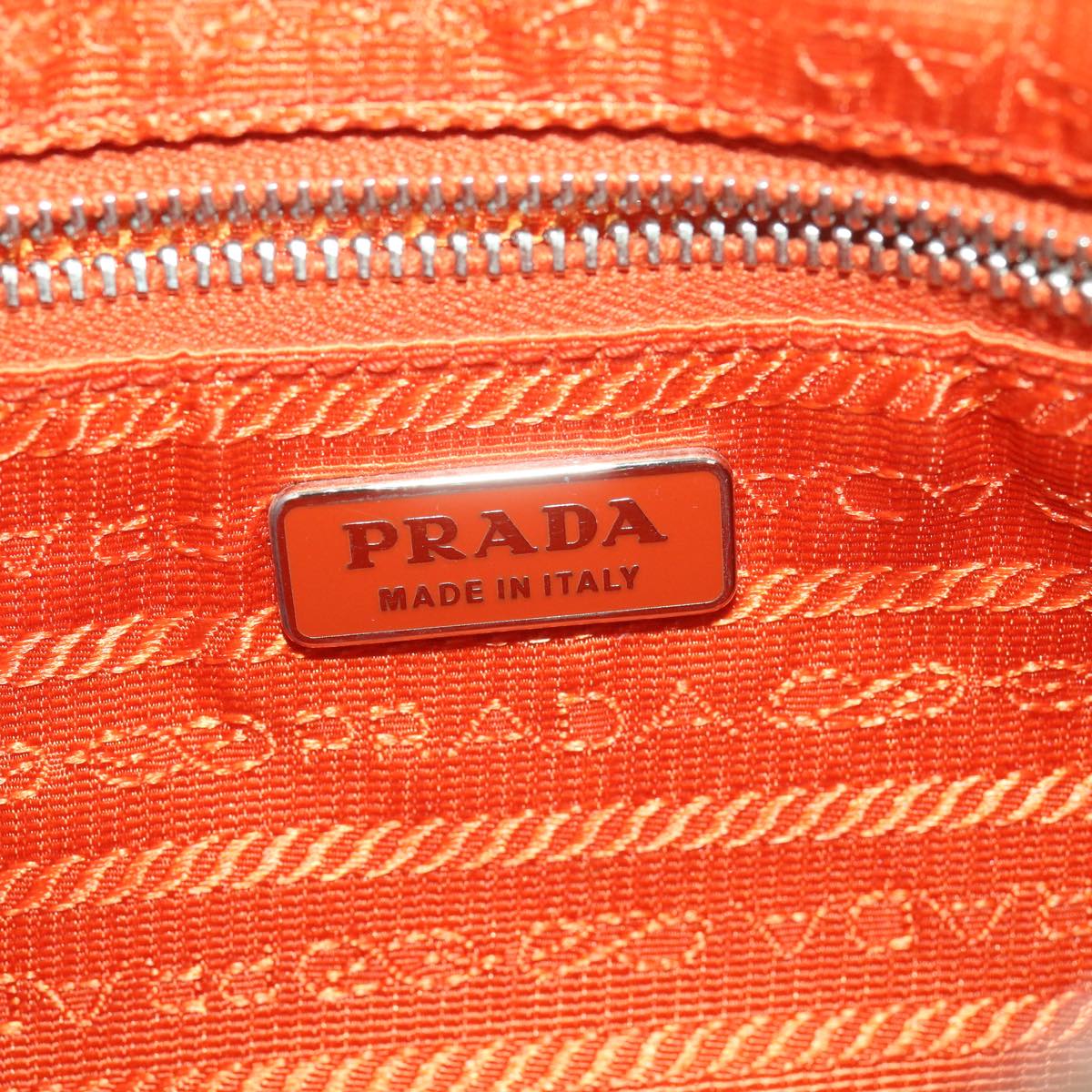 PRADA Accessory Pouch Nylon Orange Auth 37889