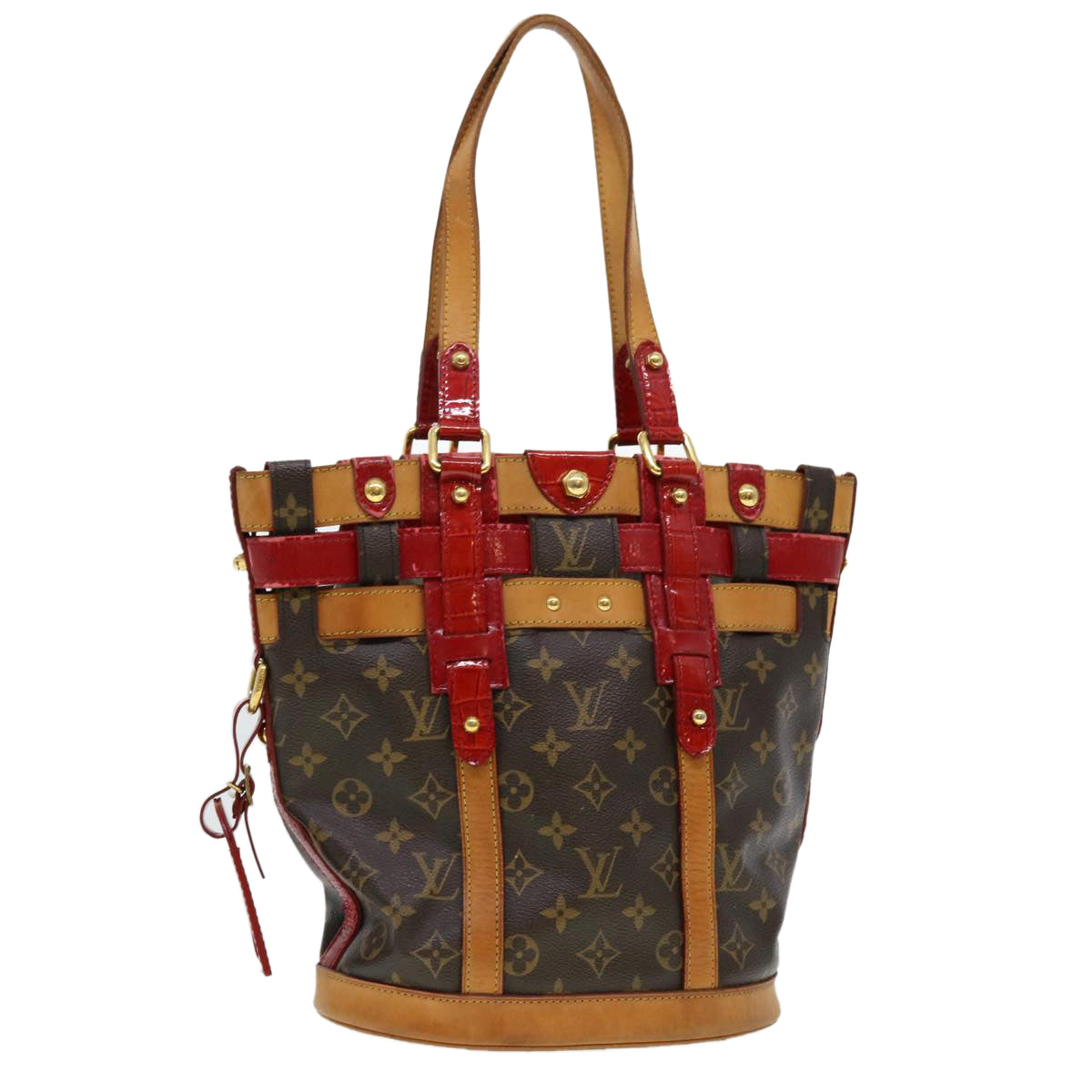 LOUIS VUITTON Monogram Neo Bucket Tote Bag Red M95613 LV Auth 37938