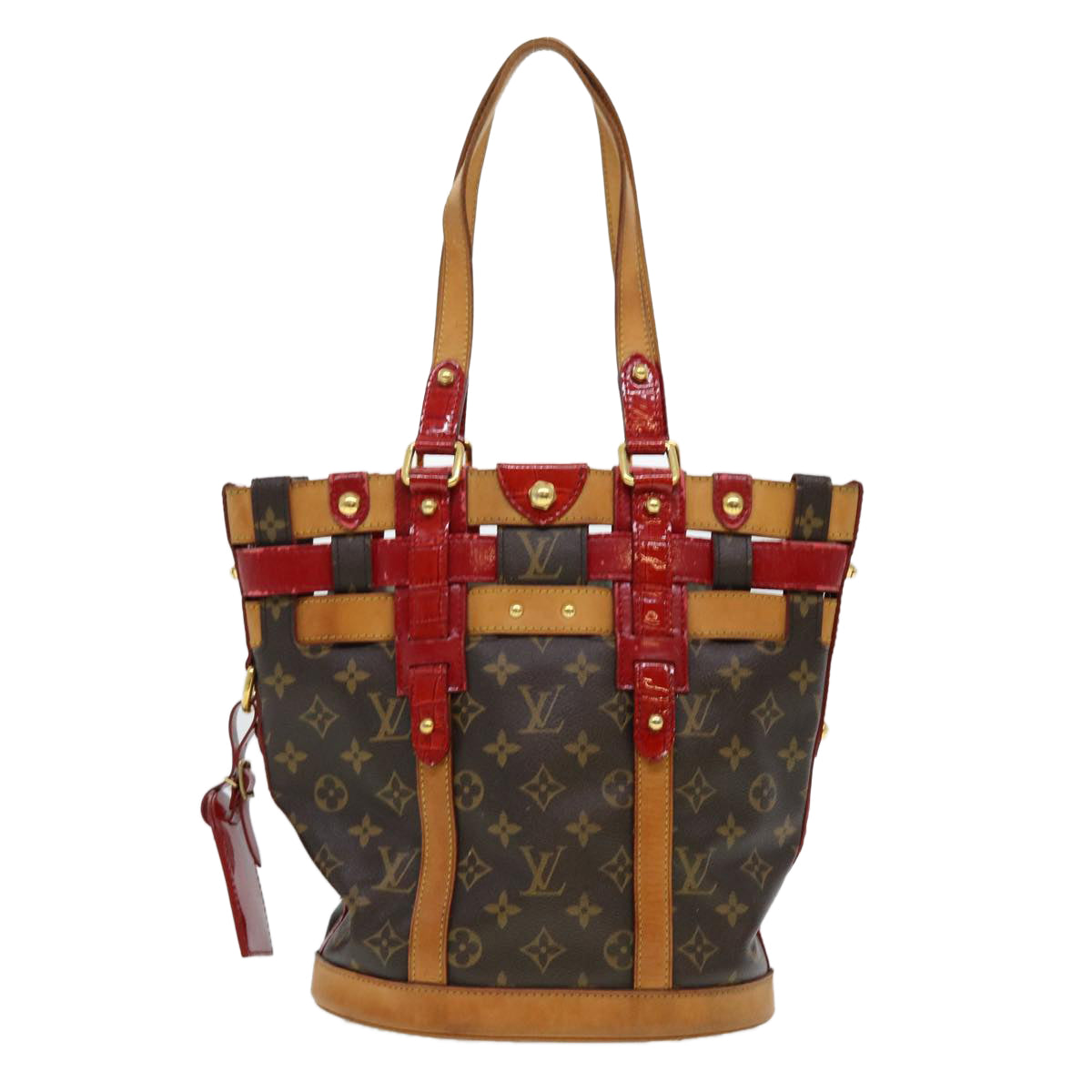 LOUIS VUITTON Monogram Neo Bucket Tote Bag Red M95613 LV Auth 37938