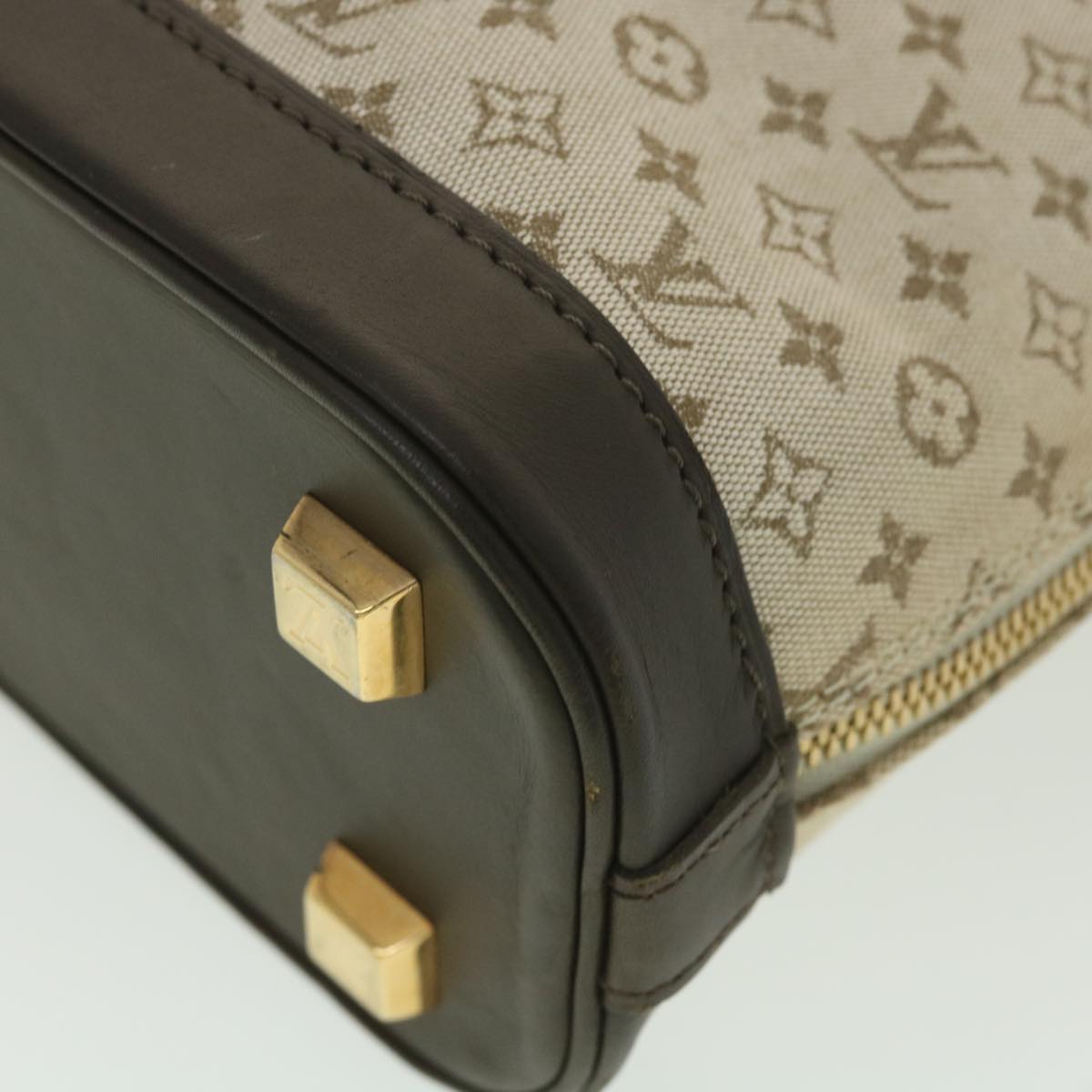 LOUIS VUITTON Monogram Mini Alma Haut Hand Bag Khaki M92203 LV Auth 37940