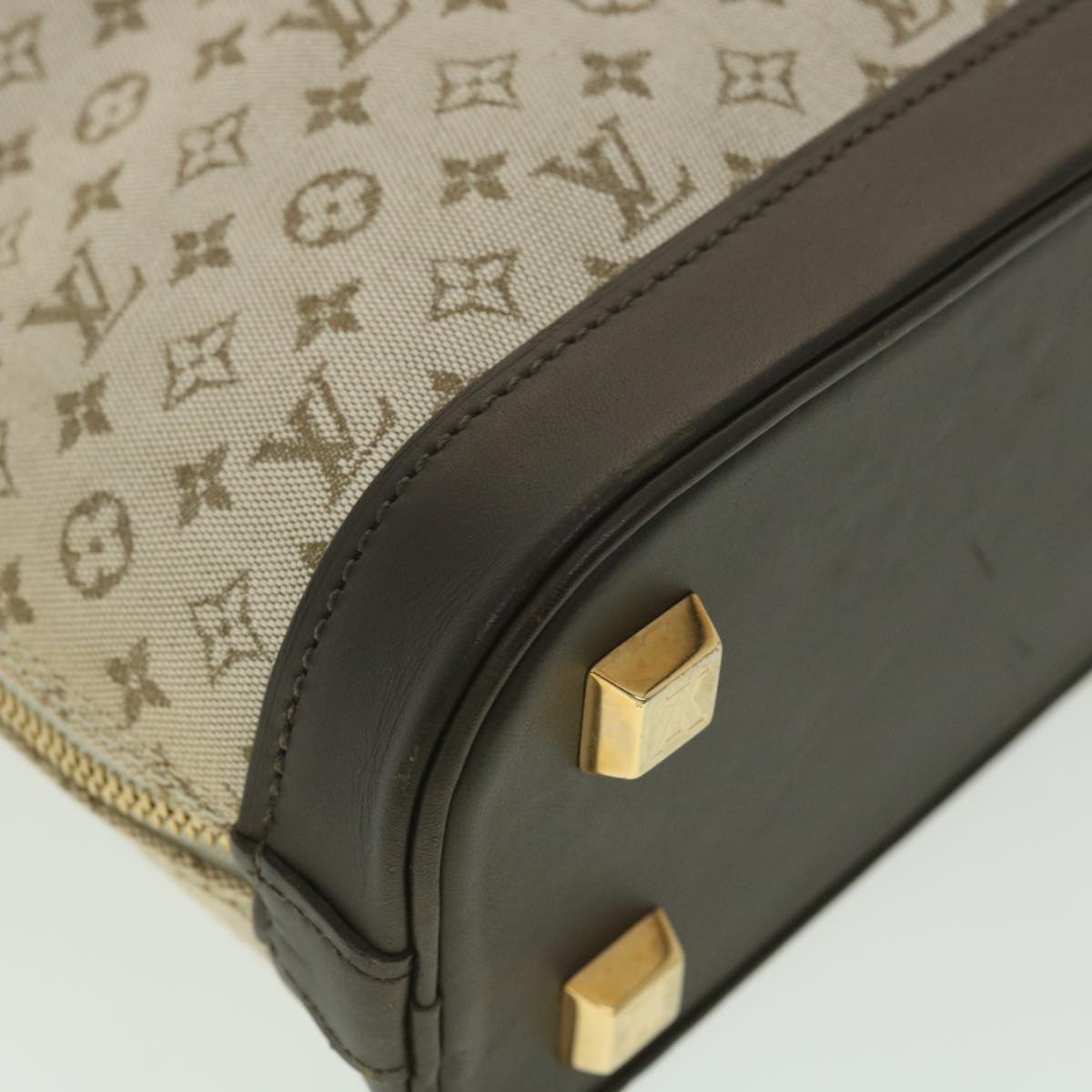 LOUIS VUITTON Monogram Mini Alma Haut Hand Bag Khaki M92203 LV Auth 37940