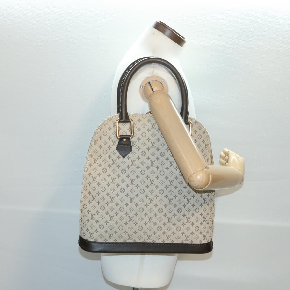 LOUIS VUITTON Monogram Mini Alma Haut Hand Bag Khaki M92203 LV Auth 37940