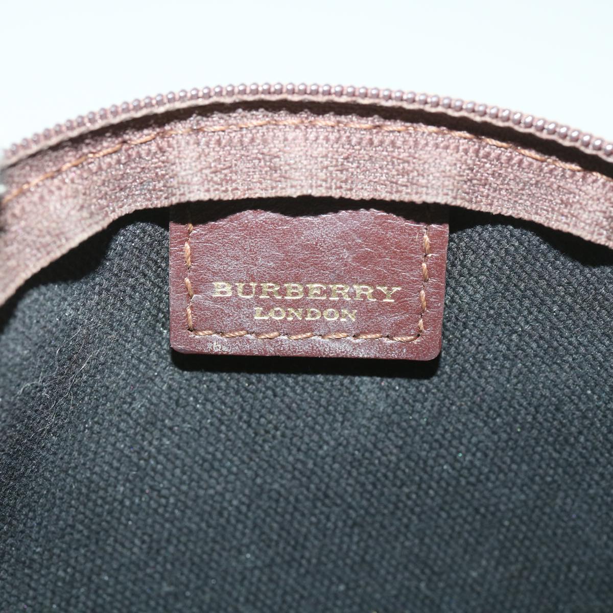 BURBERRY Nova Check Pouch PVC Leather Beige T-05-02 Auth 37954