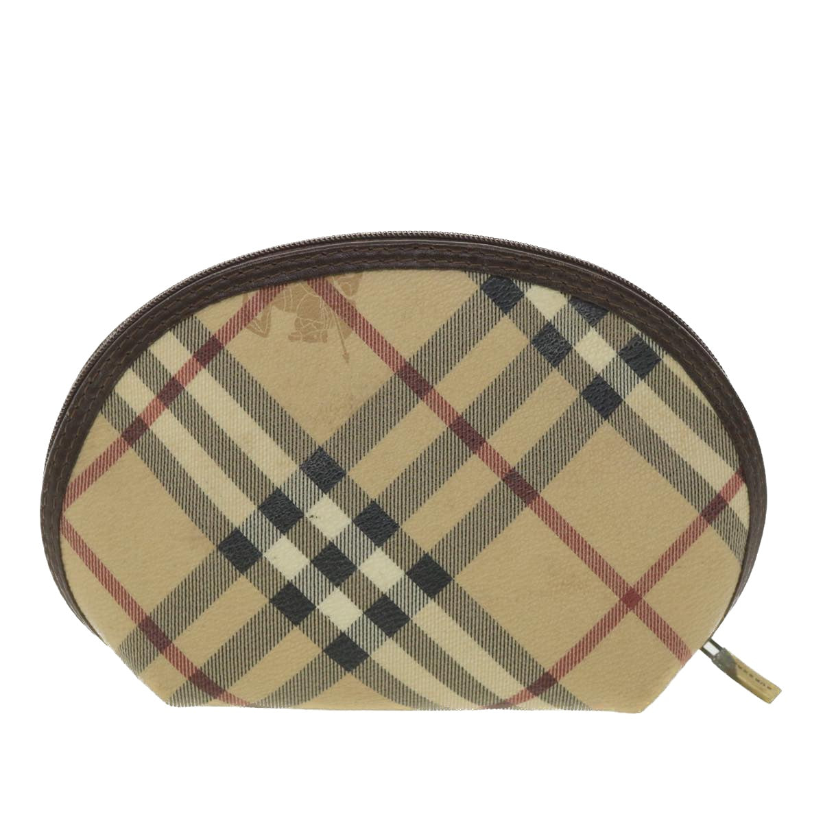 BURBERRY Nova Check Pouch PVC Leather Beige T-05-02 Auth 37954 - 0