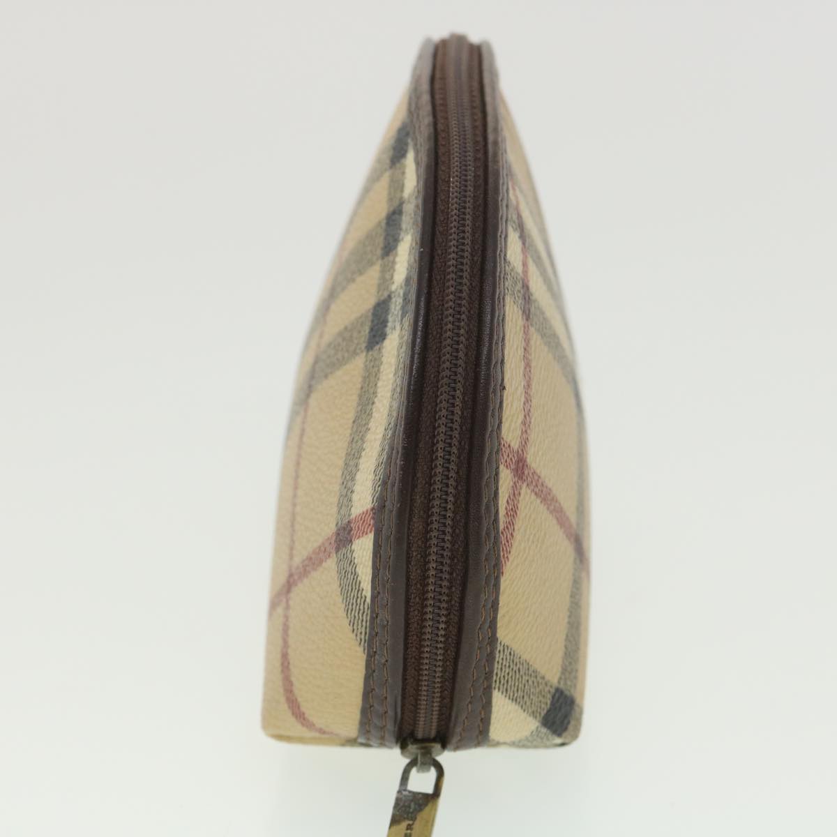 BURBERRY Nova Check Pouch PVC Leather Beige T-05-02 Auth 37954