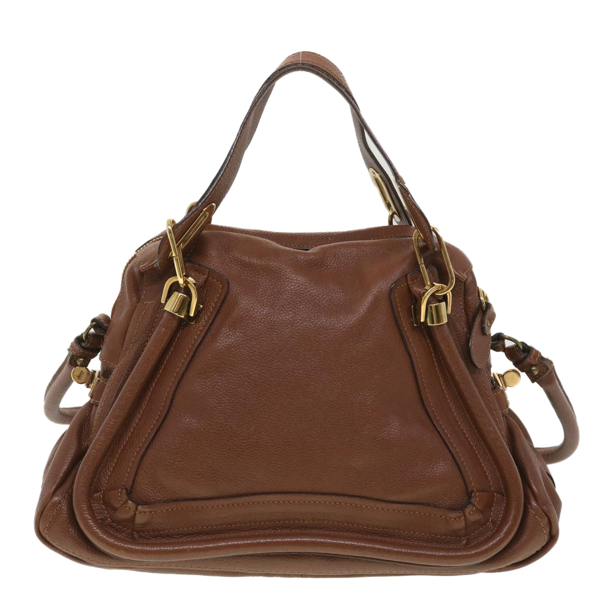Chloe Paraty Hand Bag Leather 2way Brown Auth 37965 - 0