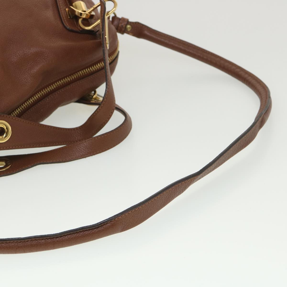Chloe Paraty Hand Bag Leather 2way Brown Auth 37965