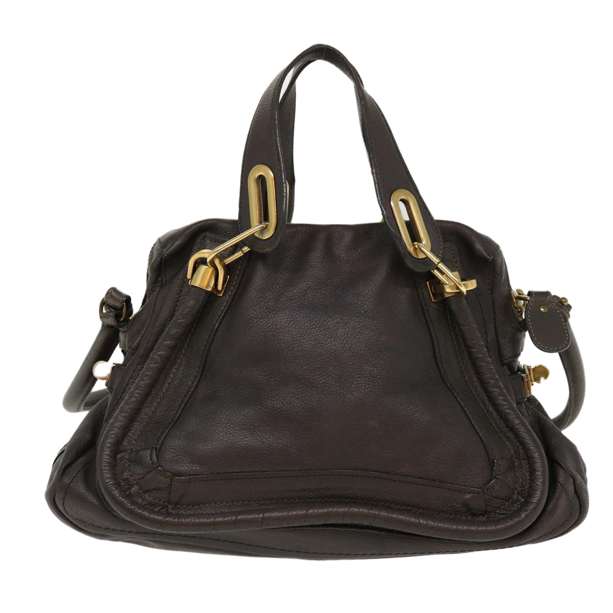 Chloe Paraty Hand Bag Leather 2way Gray 02-11-50 Auth 37966 - 0