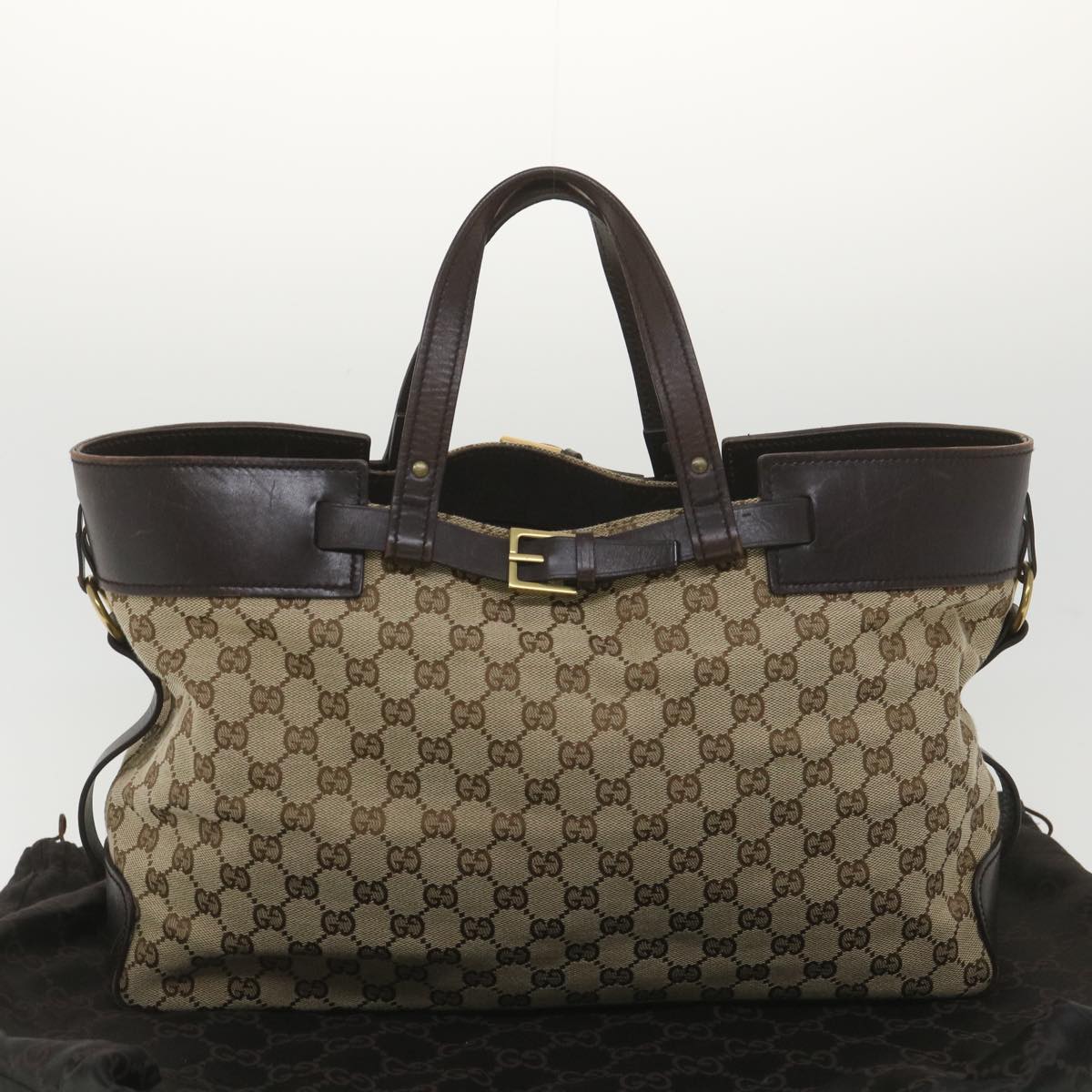 GUCCI GG Canvas Hand Bag Beige 106251 Auth 37968