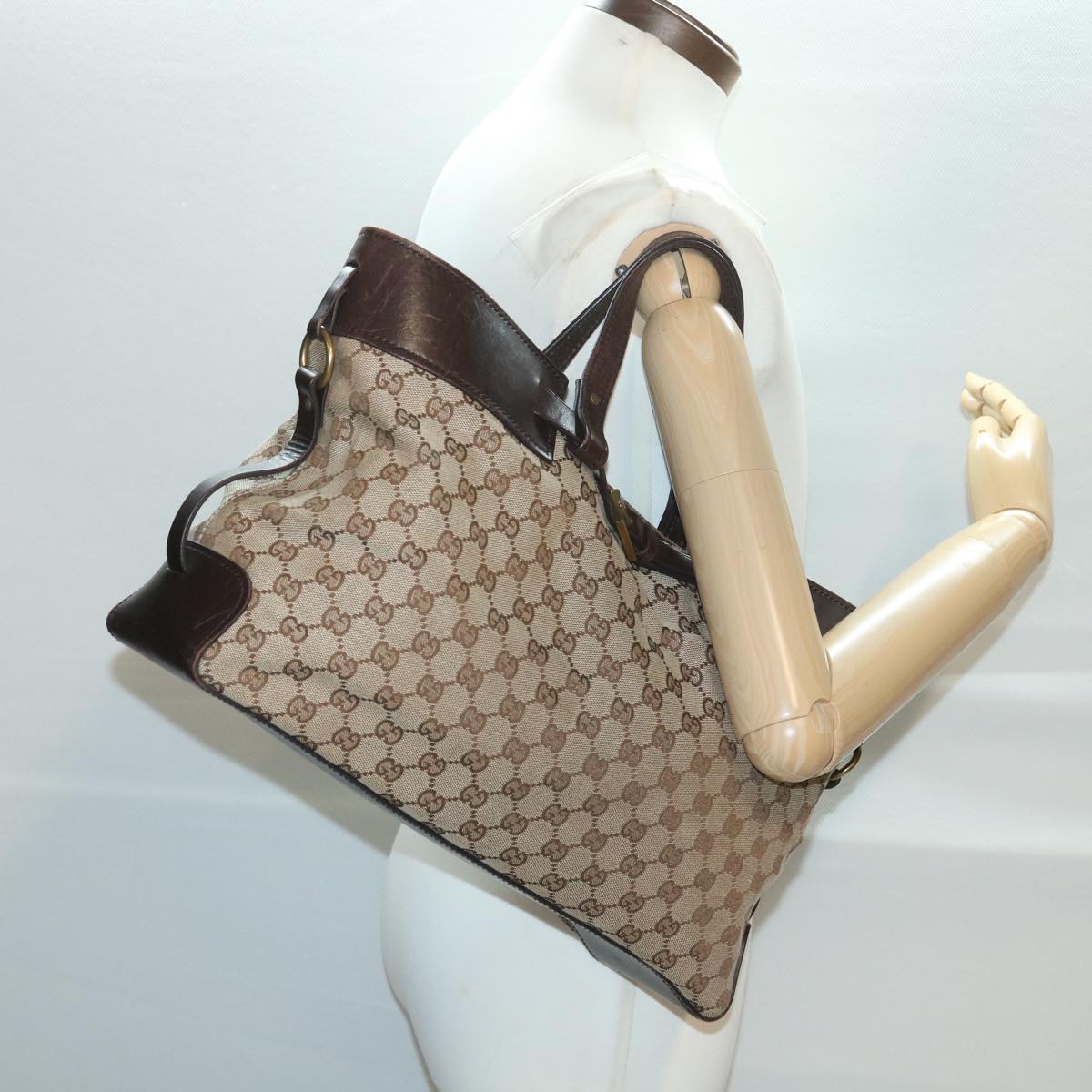 GUCCI GG Canvas Hand Bag Beige 106251 Auth 37968