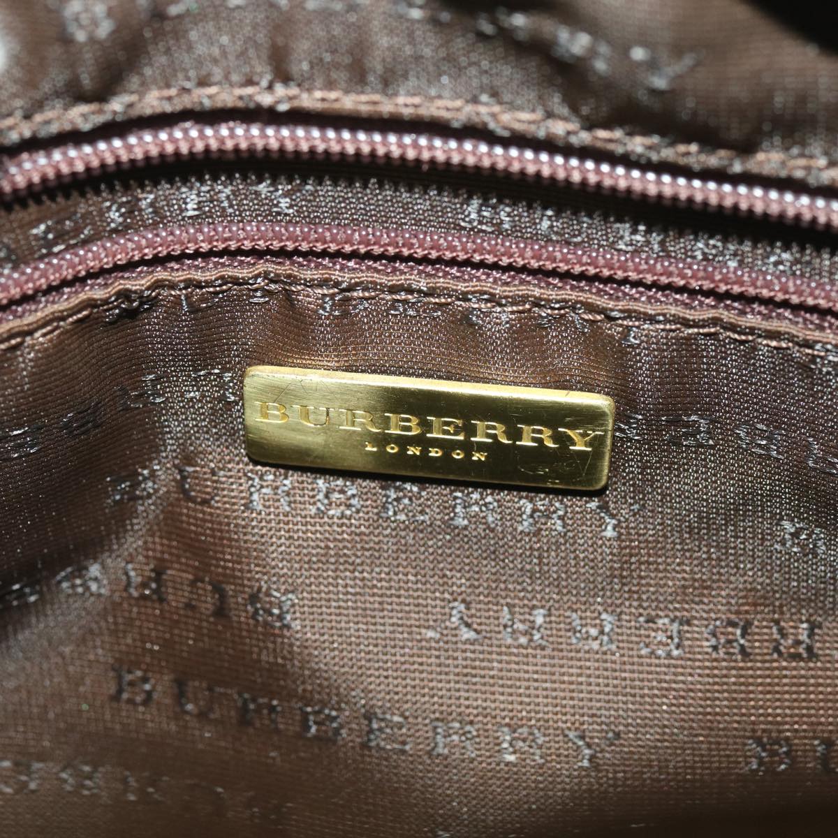 BURBERRY Nova Check Hand Bag PVC Leather Beige Auth 37970