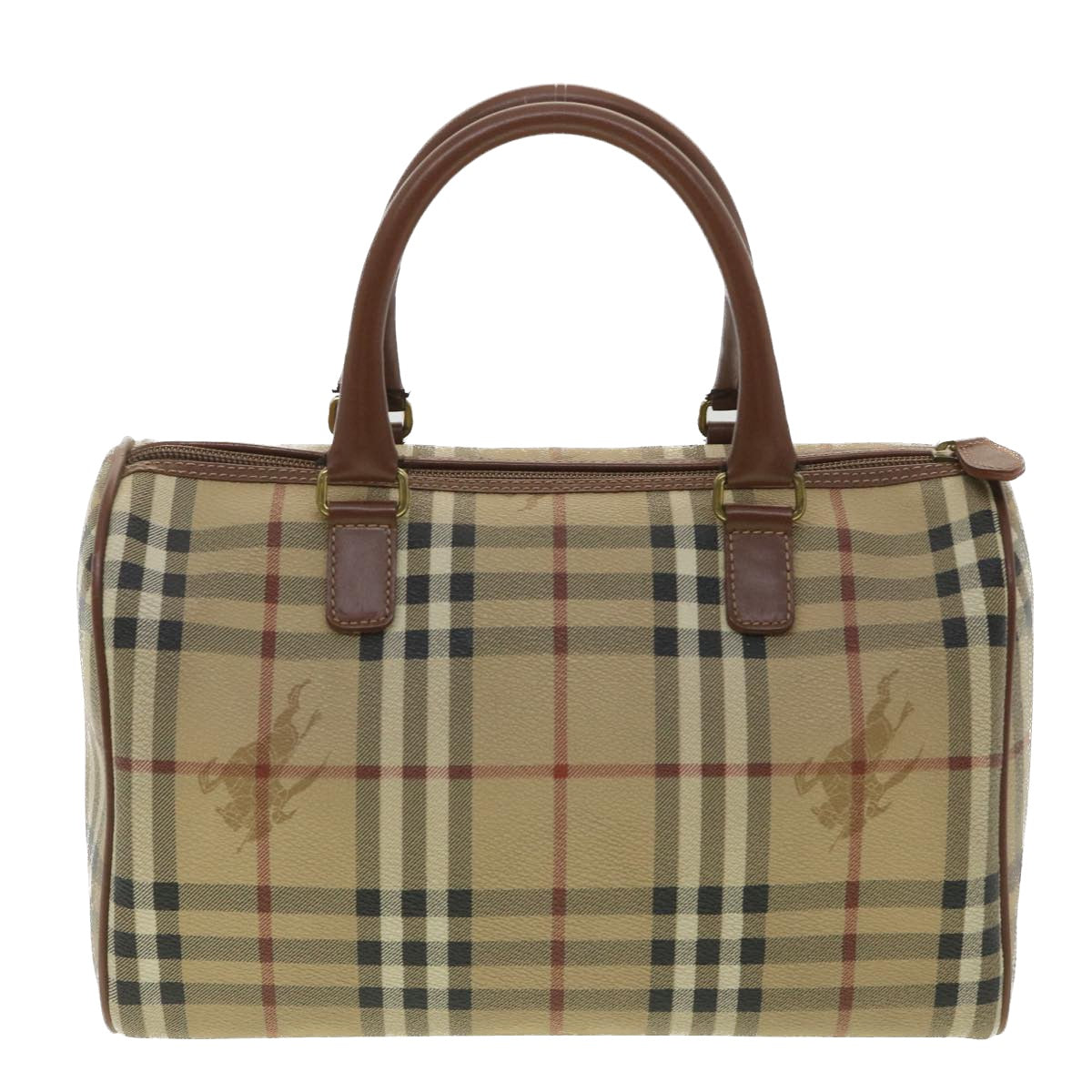 BURBERRY Nova Check Hand Bag PVC Leather Beige Auth 37970 - 0