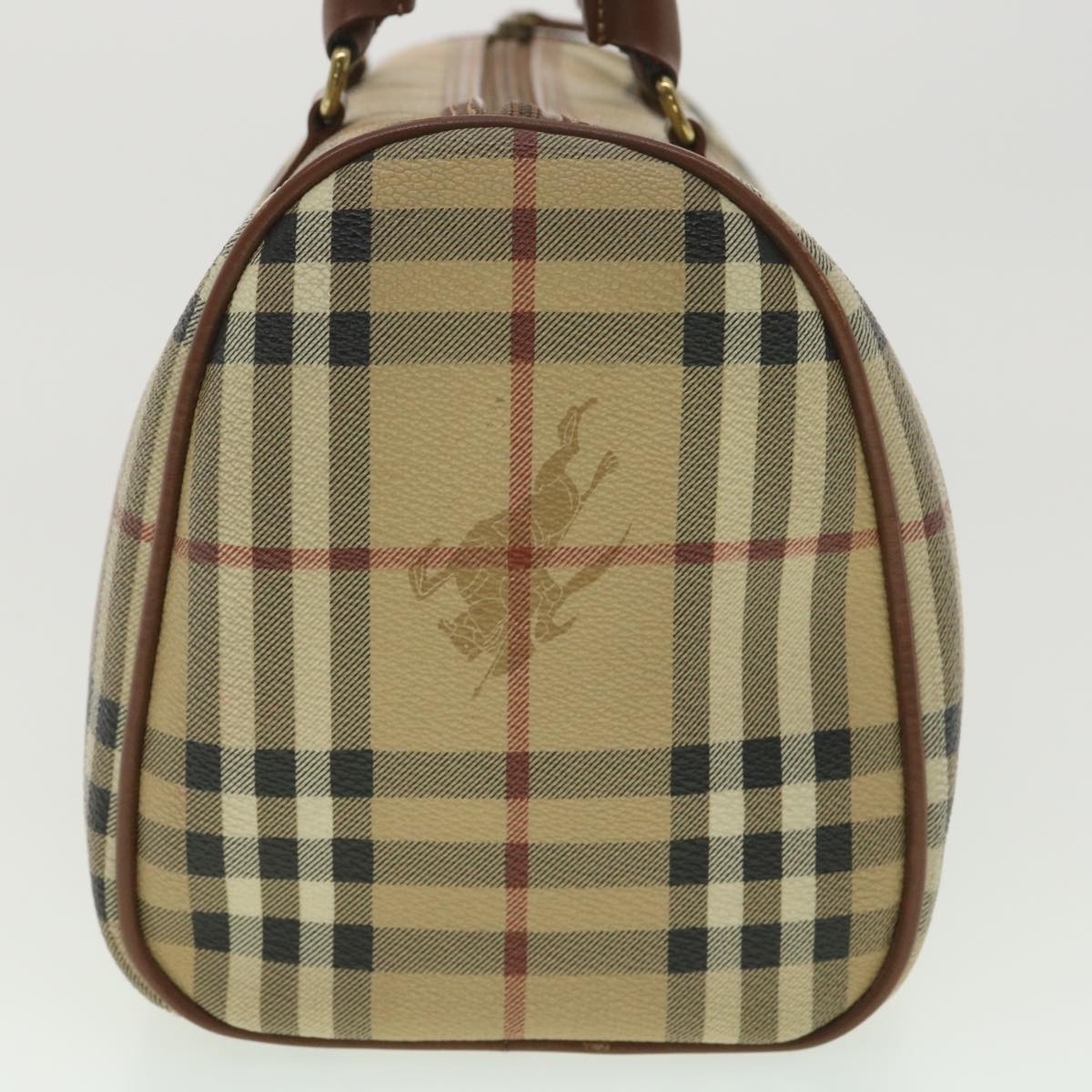 BURBERRY Nova Check Hand Bag PVC Leather Beige Auth 37970