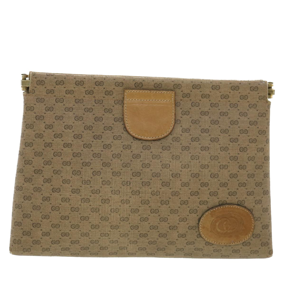 GUCCI Micro GG Canvas Clutch Bag PVC Leather Beige 67-039-5229 Auth 37974