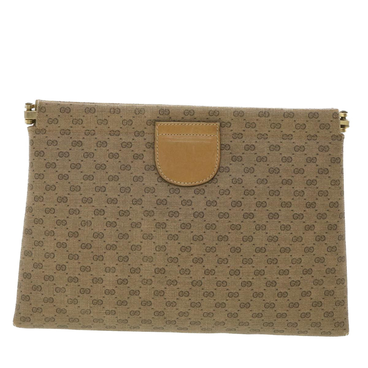 GUCCI Micro GG Canvas Clutch Bag PVC Leather Beige 67-039-5229 Auth 37974 - 0